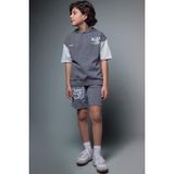 DeFacto Oversıze Slogan Baskılı Sweatshirt Kumaşı Şort Erkek Çocuk, 7/8 Yaş (128cm), G9729A826SM, Gri, Erkek Çocuk