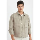 Defacto Pamuk Denim Ceket, S, B8155AX24AU, Bej, Erkek