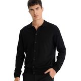 DeFacto Pamuk Polo Yaka Triko Hırka, 2XL, F5863AX25WN, Siyah-BK27, Erkek