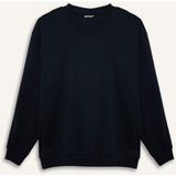 DeFacto Pamuklu Boxy Fit Büyük Beden Bisiklet Yaka Pike Sweatshirt H1001AX26SP - Lacivert-NV64 - 3XL