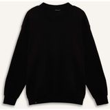 DeFacto Pamuklu Boxy Fit Büyük Beden Bisiklet Yaka Pike Sweatshirt H1001AX26SP - Siyah-BK81 - 3XL