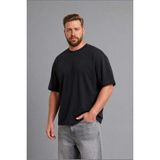DeFacto Pamuklu Büyük Beden Boxy Fit T-shırt H0997AX26SP - Siyah-BK81 - 5XL