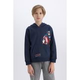 DeFacto Pamuklu New Regular Fit Marvel Lisanslı Uzun Kollu Kapüşonlu Kanguru Cepli Sweatshirt Erkek Çocuk D6737A824WN