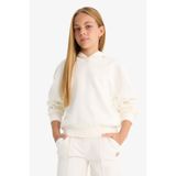 DeFacto Pamuklu Relax Fit Uzun Kollu Kapüşonlu Ekru Basic Sweatshirt Kız Çocuk F0008A825AU