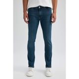 DeFacto Pedro Slim Fit Dar Kalıp Erkek Jean Pantolon Desenli Pamuklu Kumaş Normal Bel Dar Paça B0398AX23AU - Yeşil-NM41 - 30 / 32