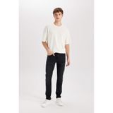 Defacto Pedro Slim Fit Dar Kalıp Normal Bel Dar Paça Jean Pantolon, 28/30, R8788AZ24SP, Siyah, Erkek