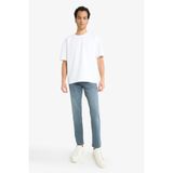 DeFacto Pedro Slim Fit Dar Kalıp Normal Bel Dar Paça Jean Pantolon, 31/30, F2926AX25AU, İndigo-NM84, Erkek