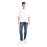 DeFacto Pedro Slim Fit Dar Kalıp Normal Bel Dar Paça Jean Pantolon, 32/28, G2235AX25AU, Mavi-NM34, Erkek