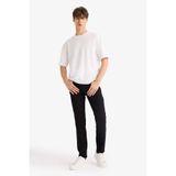 DeFacto Pedro Slim Fit Dar Kalıp Normal Bel Dar Paça Jean Pantolon, 36/34, E801GY111273, Siyah, Erkek