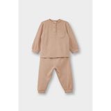 DeFacto Pijama Takımı Uzun Kollu Waffle Üst Uzun Alt Erkek Bebek G1520A525WN - Bej-BG222 - 2 - 3 Yaş