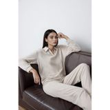 DeFacto Pijama Takımı Velur Bej, L, G1188AX25AU, Bej-BG588, kadın