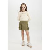DeFacto Pile Detaylı Cepli Gabardin Etek Kız Çocuk D3212A824WN - 7 - 8 Yaş - Haki-KH262