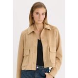 DeFacto Polo Yaka Cepli Basic Süet Ceket Mont E6033AX25SP - Bej-BG294 - 2XL