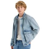 DeFacto Polo Yaka Cepli Fermuarlı Denim Ceket, L, D5884AX24AU, Mavi-NM28, Erkek
