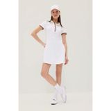 DeFacto Polo Yaka Kısa Kollu Mini Elbise, 36, F3393AX25SM, Ekru-ER105, Kadın