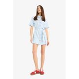 Defacto Polo Yaka Kuşaklı Mini Jean Elbise, S, E1287AX25SM, Mavi, Kadın