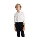 DeFacto Polo Yaka Oxford Uzun Kollu Basic Düz Beyaz Okul Gömleği Erkek Çocuk