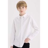 DeFacto Polo Yaka Oxford Uzun Kollu Basic Düz Gömlek Erkek Çocuk, 11/12 Yaş (152cm), W3215A625SM, Beyaz, Erkek Çocuk