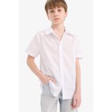 DeFacto Polo Yaka Pamuklu Kısa Kollu Okul Gömleği Erkek Çocuk, 8-9 Yaş, F0298A825AU, Beyaz-WT34, Erkek Çocuklar