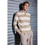 Defacto Polo Yaka Renk Bloklu Triko Kazak, 2XL, Y4194AZ25WN, Bej-BG206, Erkek, XXL
