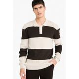 DeFacto Polo Yaka Renk Bloklu Triko Kazak, M, D3590AX25WN, Kahve-BN581, Erkek