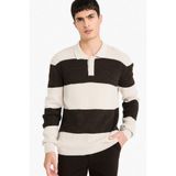 DeFacto Polo Yaka Renk Bloklu Triko Kazak, S, D3590AX25WN, Kahve-BN581, Erkek