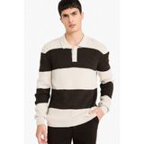 DeFacto Polo Yaka Renk Bloklu Triko Kazak, XL, D3590AX25WN, Kahve-BN581, Erkek