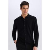 DeFacto Polo Yaka Triko Hırka, S, E8399AX24CW, Siyah-BK27, Erkek