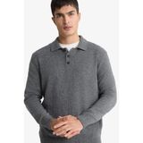 Defacto Polo Yaka Triko Kazak, 2XL, F7230AX25WN, Gri-GR311, Erkek, XXL