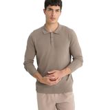 DeFacto Polo Yaka Triko Kazak Bej, XL, D0454AX25AU, Bej-BG404, Erkek
