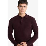 DeFacto Polo Yaka Triko Kazak Bordo, L, F7576AX25WN, Bordo-BR34, Erkek
