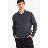 DeFacto Polo Yaka Triko Kazak Gri, M, F1523AX25AU, Gri-GR308, Erkek
