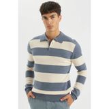 DeFacto Polo Yaka Triko Kazak İndigo, L, 3122650, İndigo, Erkek