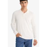 DeFacto Polo Yaka Triko Kazak, L, D0454AX25AU, Ekru, Erkek