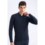 DeFacto Polo Yaka Triko Kazak Lacivert, M, E6366AX24WN, Lacivert-NV64, Erkek