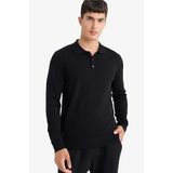 DeFacto Polo Yaka Triko Kazak, M, D0454AX25AU, Siyah, Erkek