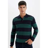 DeFacto Polo Yaka Triko Kazak, M, Y4194AZ24WN, Yeşil-GN852, Erkek