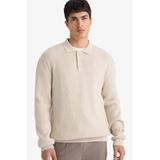 DeFacto Polo Yaka Triko Kazak, XL, E801GY116713, Taş, Erkek
