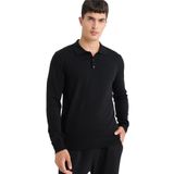 DeFacto Polo Yaka Triko Kazak, XXL, D0454AX25AU, Siyah, Erkek