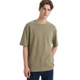 DeFacto Premium Boxy Fit Bisiklet Yaka Tişört, S, F9561AX26SP, Haki-KH404, Erkek