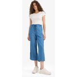 DeFacto Pull On Culotte Yüksek Beli Lastikli Akışkan Kumaş Yıkamalı İnce Jean Pantolon D8241AX25SM - Mavi-NM28 - 32