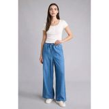 DeFacto Pull On Orta Bel Beli Lastikli Geniş Paça Jean Pantolon D8235AX26HS - Mavi-NM28 - 42