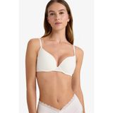 Defacto Push Up Micro Kaplı Yarım Dolgulu Balenli Tişört Bra, 85/B, Z3350AZ25AU, Ekru, Kadın