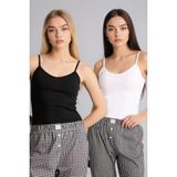 DeFacto Regular Fit 2'li Atlet, S, G8219AX26SP, Siyah-BK81, Kadın