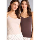 DeFacto Regular Fit 2'li İç Giyim Atlet, XS, G8219AX26SP, Kahve, Kadın
