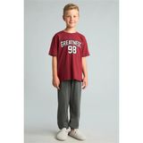 DeFacto Regular Fit 2'li Kısa Kollu Baskılı Bordo Pijama Takımı Erkek Çocuk I0552A826AU - 5 - 6 Yaş