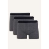 DeFacto Regular Fit 3'lü Baskılı Boxer, 2XL, G9218AX26SP, Gri-GR400, erkek