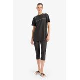 DeFacto Regular Fit 4'lü Hızlı Kuruyan Burkini Tesettür Basic Düz Mayo Takım, L, E3514AX25HSAR221-1013002, Antrasit, Kadın