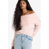 Defacto Regular Fit Açık Omuz Triko Kazak, 2XL, F3029AX25WN, Pembe-PN41, Kadın, XXL