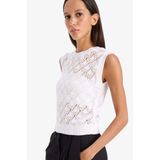 DeFacto Regular Fit Ajurlu Triko Atlet, XL, F1493AX25SM, Ekru, Kadın